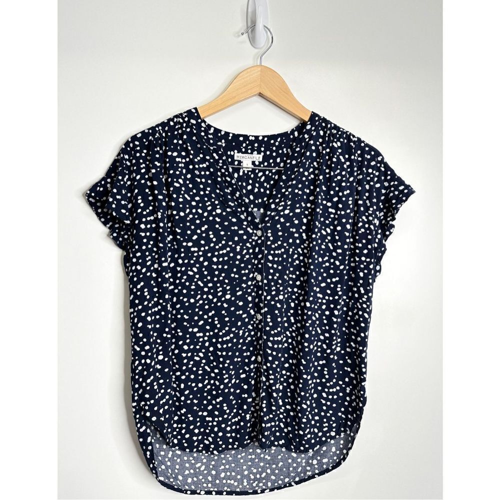 J. Crew‎ Mercantile Shirt Womens Blue/White Ruffle Sleeve Size Small